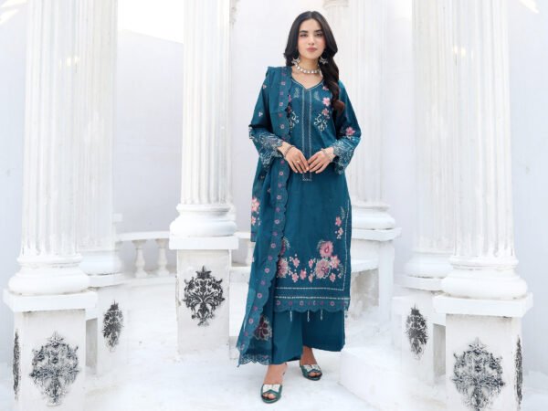 Teal Garden Unstitched Embroidered Lawn Suit