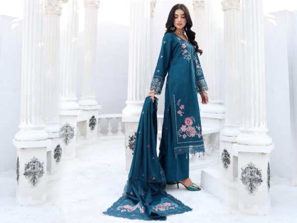 Teal Garden Unstitched Embroidered Lawn Suit