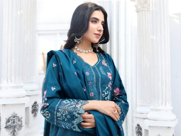Teal Garden Unstitched Embroidered Lawn Suit