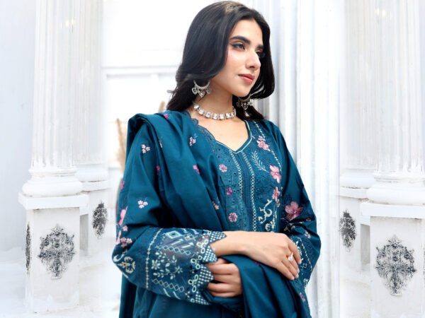 Teal Garden Unstitched Embroidered Lawn Suit