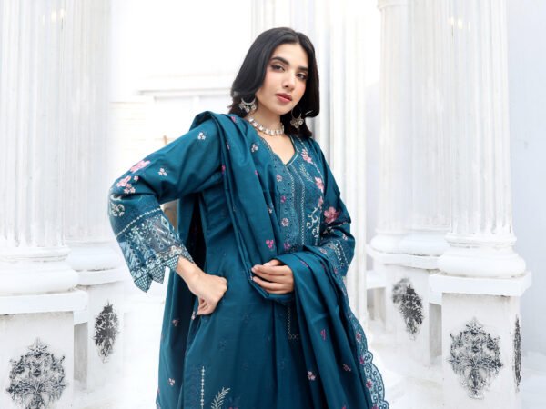Teal Garden Unstitched Embroidered Lawn Suit