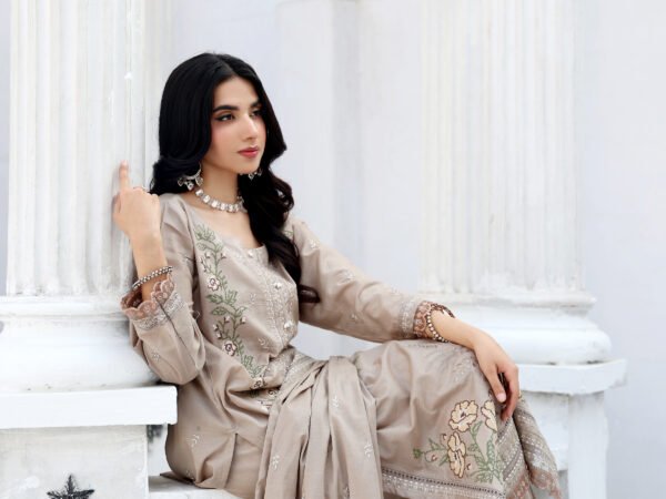 Sandstone Grace Unstitched Embroidered Lawn Suit