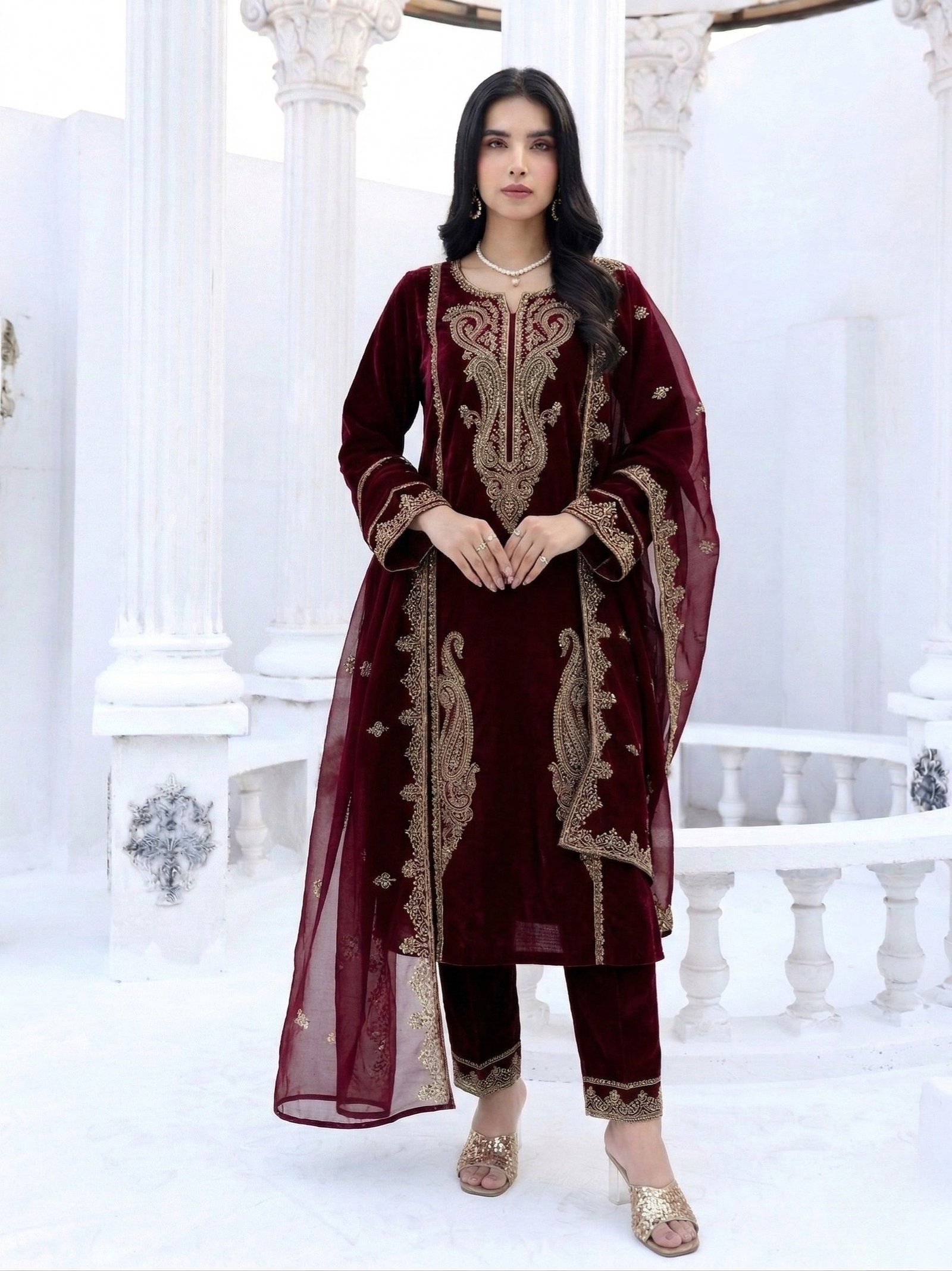 Teal Garden festive embroidered suit — Ashiyanaa Festive Collection for Eid