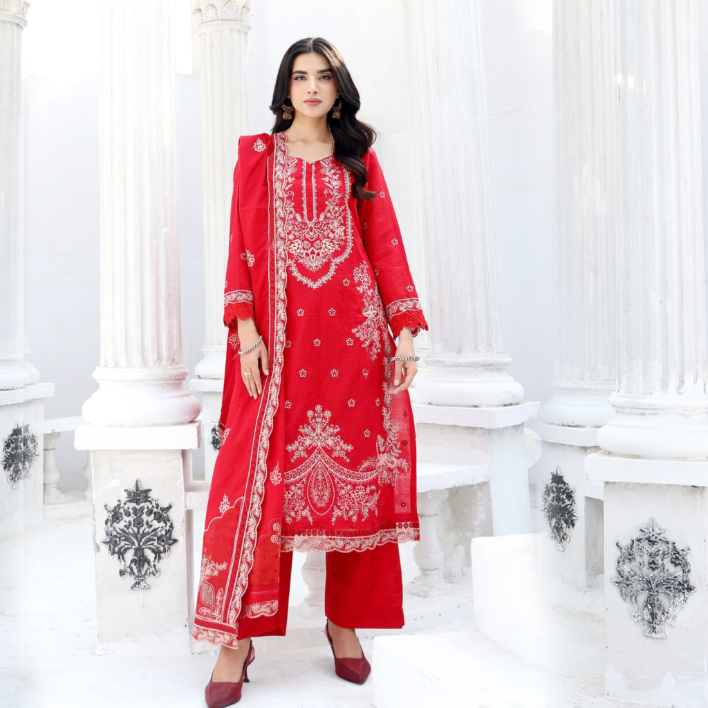 Crimson Heritage Unstitched Embroidered Lawn