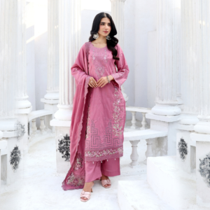 Rose Petal Unstitched Embroidered Lawn Suit
