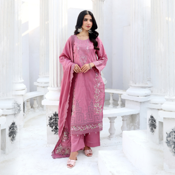 unstictchedlawncollection Rose Petal Unstitched Embroidered Lawn Suit
