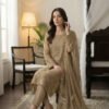 Gilded Beige Embroidered Chiffon Unstitched Suit