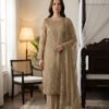 Gilded Beige Embroidered Chiffon Unstitched Suit