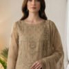 Gilded Beige Embroidered Chiffon Unstitched Suit
