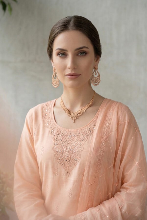 Peach Blossom Unstitched Embroidered Lawn Suit