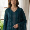 Teal Reverie Embroidered Chiffon Unstitched Suit
