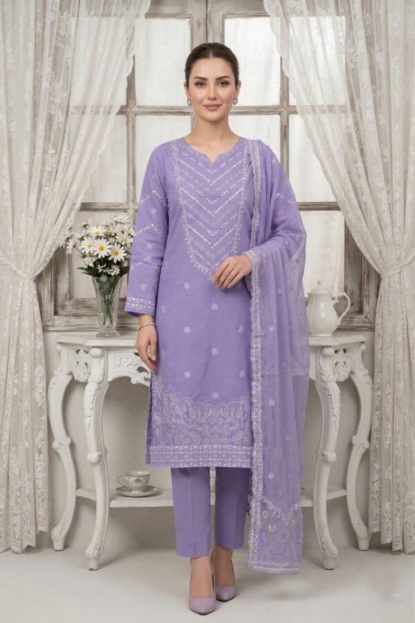4 (1).jpg Violet Chevron Unstitched Embroidered Lawn Suit
