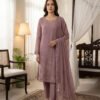 Dusty Mauve Embroidered Chiffon Unstitched Suit