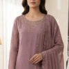 Dusty Mauve Embroidered Chiffon Unstitched Suit