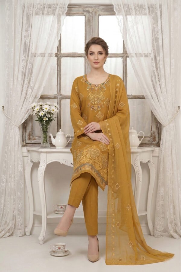 Amber Bloom Unstitched Embroidered Lawn Suit