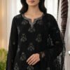 Midnight Black Embroidered Chiffon Unstitched Suit