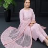 Blush Lattice Unstitched Embroidered Silk Suit