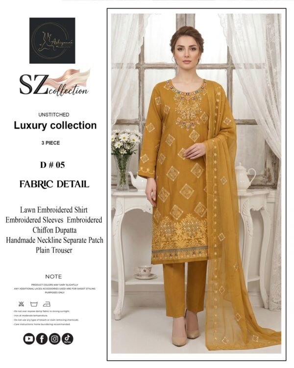Amber Bloom Unstitched Embroidered Lawn Suit