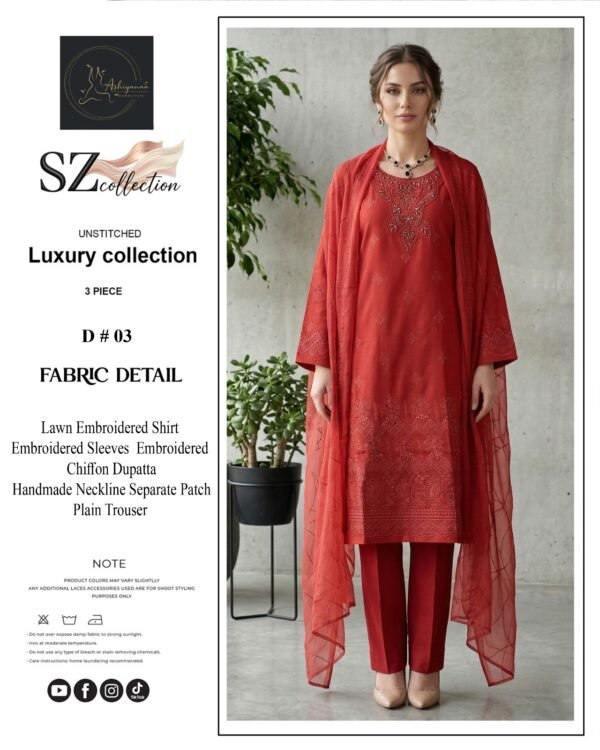 Scarlet Motif Unstitched Embroidered Lawn Suit