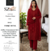 Crimson Red Embroidered Chiffon Unstitched Suit