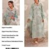 Aqua Lily Unstitched Digital Printed Lawn Suit, Baroque Replica