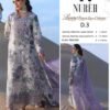 White Lavender Paisley Unstitched Digital Printed Lawn Suit, Nureh Replica