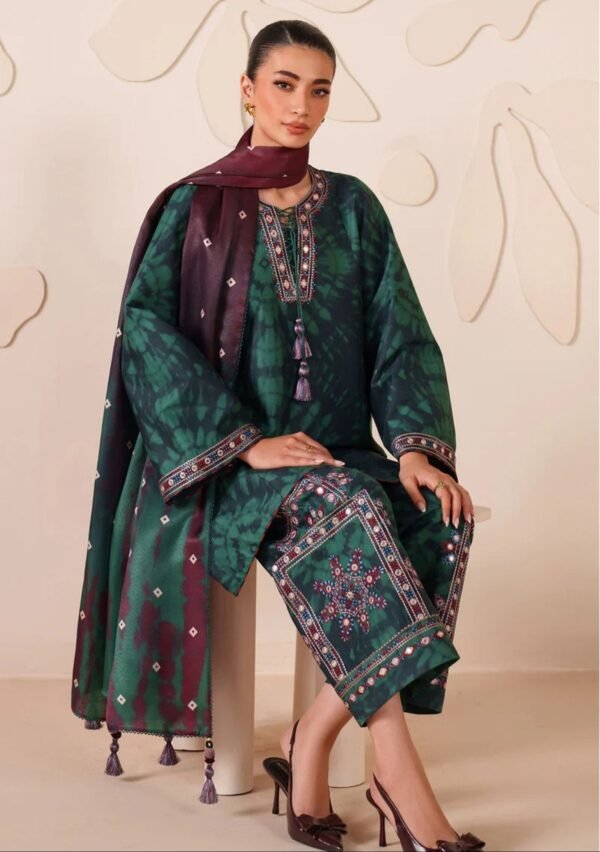 Emerald Shibori Unstitched Digital Printed Lawn Suit, Jazmin Replica