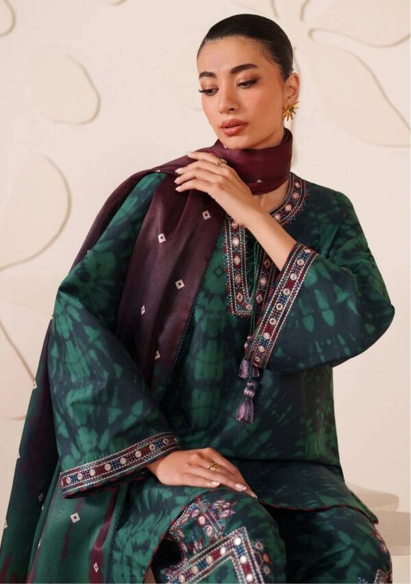 Emerald Shibori Unstitched Digital Printed Lawn Suit, Jazmin Replica