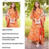Tangerine Bloom Unstitched Digital Printed Lawn Suit, Aneelas Replica