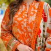Tangerine Bloom Unstitched Digital Printed Lawn Suit, Aneelas Replica