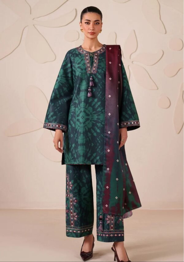 Emerald Shibori Unstitched Digital Printed Lawn Suit, Jazmin Replica