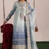 Powder Blue Bandhani Unstitched Printed Lawn Suit, Nureh Replica