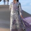 White Lavender Paisley Unstitched Digital Printed Lawn Suit, Nureh Replica