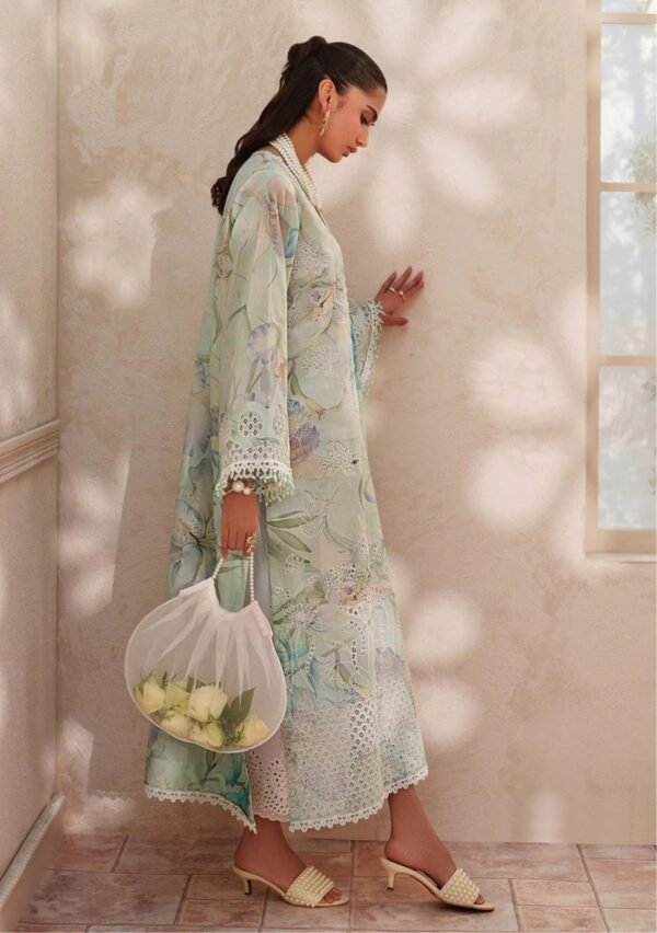 Aqua Lily Unstitched Digital Printed Lawn Suit, Baroque Replica