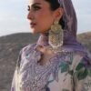 White Lavender Paisley Unstitched Digital Printed Lawn Suit, Nureh Replica