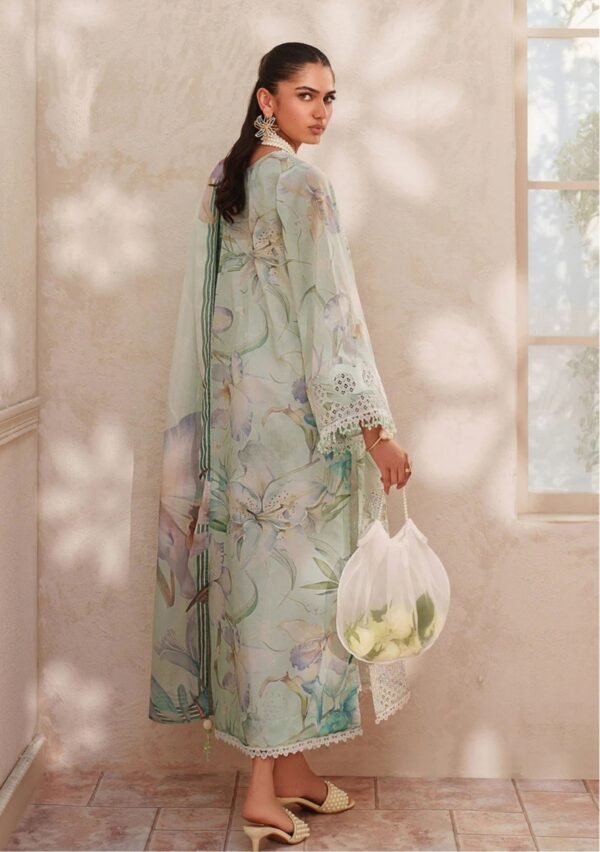 Aqua Lily Unstitched Digital Printed Lawn Suit, Baroque Replica