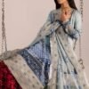 Powder Blue Bandhani Unstitched Printed Lawn Suit, Nureh Replica