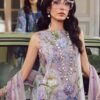 Lavender Iris Unstitched Digital Printed Lawn Suit, Maria B Replica