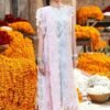 Pastel Garden Unstitched Digital Printed Lawn Suit, Cross Stitch Replica