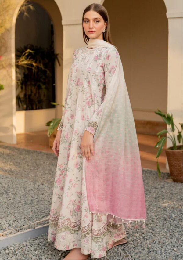 Blush Rose Unstitched Digital Printed Lawn Suit, Jazmin Replica