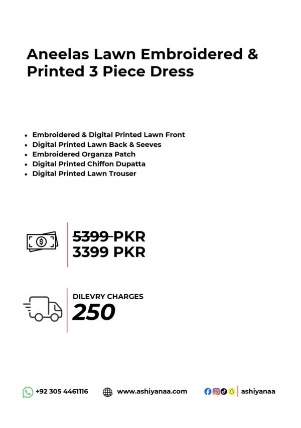 Black Medallion Unstitched Embroidered Printed Lawn Suit, Aneelas Replica
