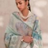 Aqua Lily Unstitched Digital Printed Lawn Suit, Baroque Replica