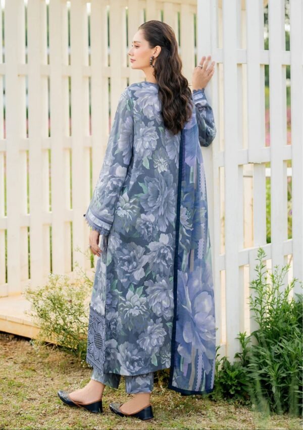 Moody Floral Unstitched Digital Printed Lawn Suit, Baroque Replica