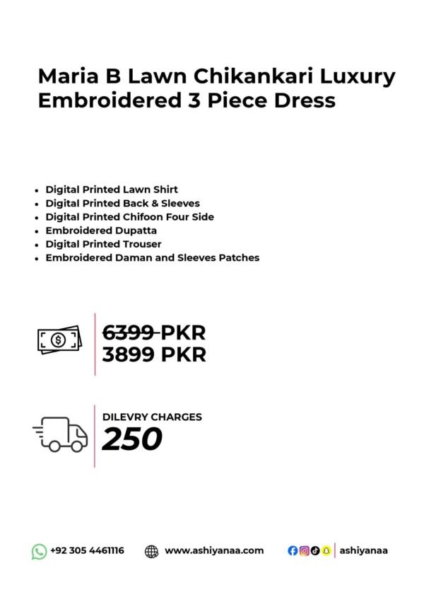 Ivory Butterfly Unstitched Digital Printed Lawn Suit, Maria B Replica