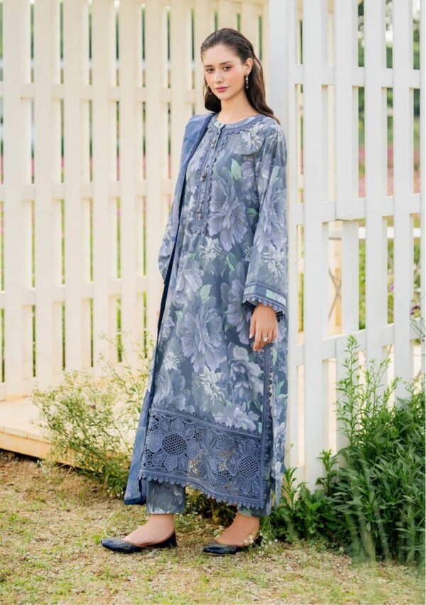Moody Floral Unstitched Digital Printed Lawn Suit, Baroque Replica