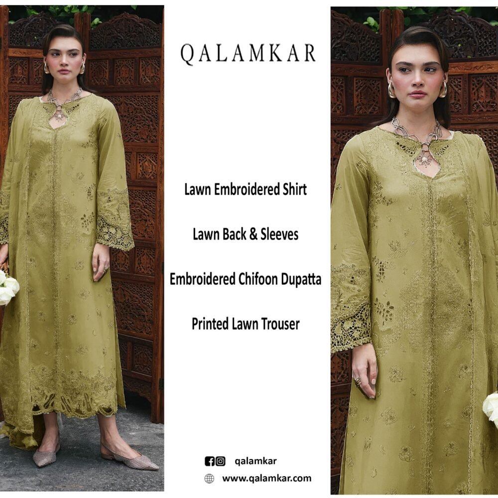 Olive Bloom Unstitched Embroidered Replica Lawn Suit