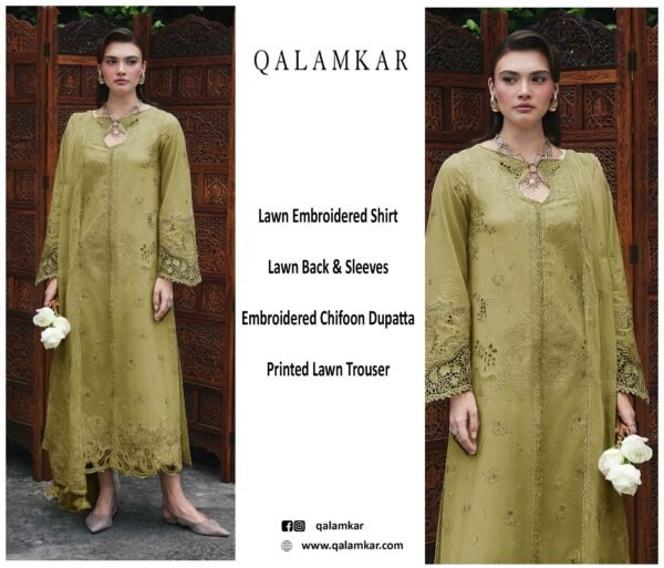 Olive Bloom Unstitched Embroidered Replica Lawn Suit