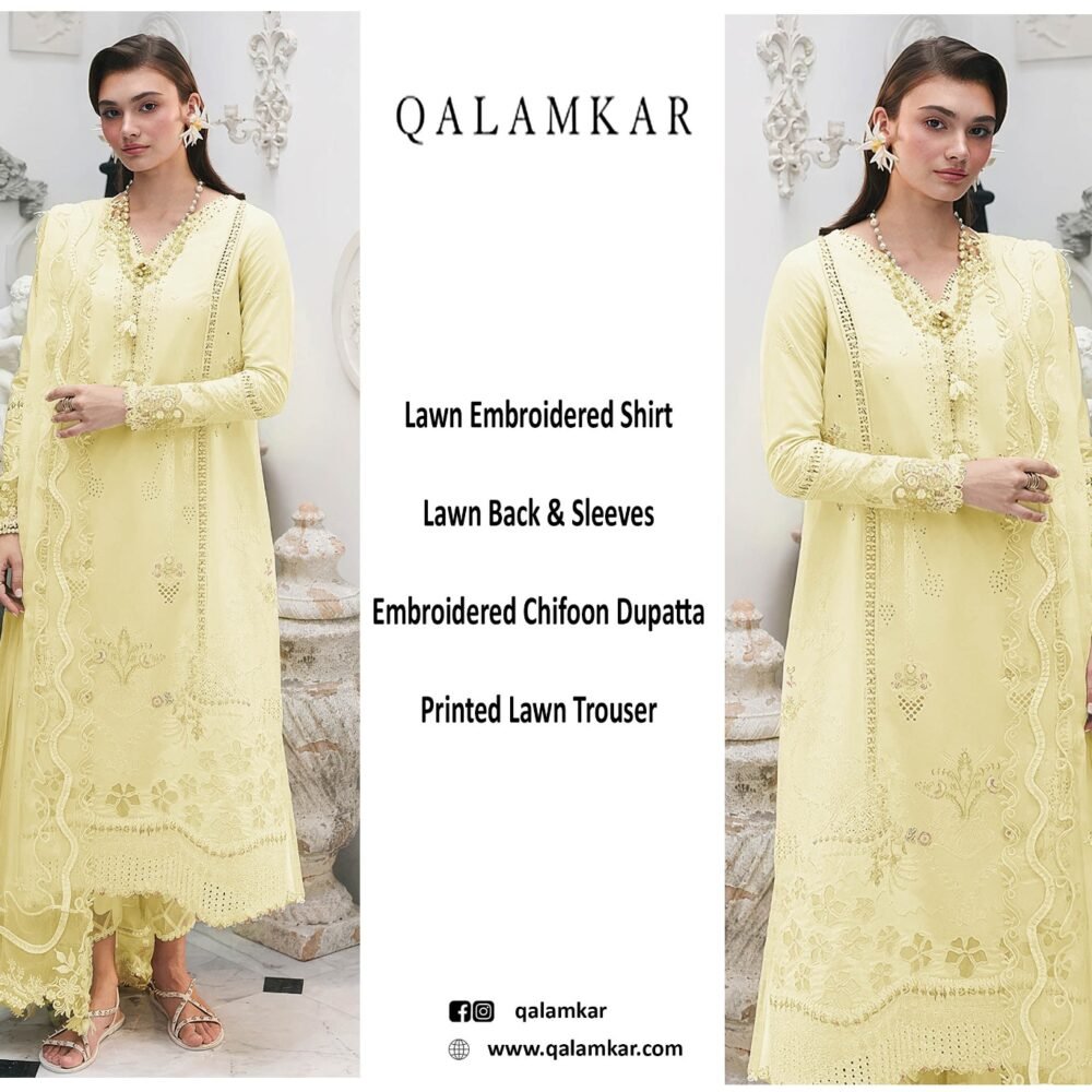 Lemon Mist Unstitched Embroidered Lawn Suit
