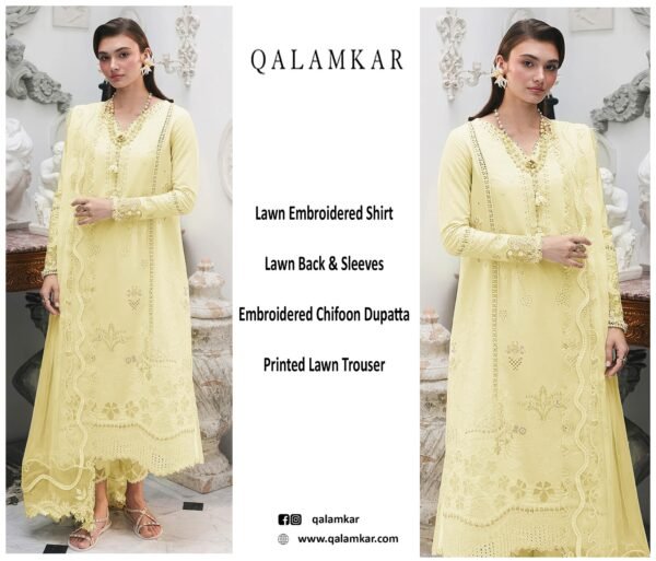 Lemon Mist Unstitched Embroidered Lawn Suit