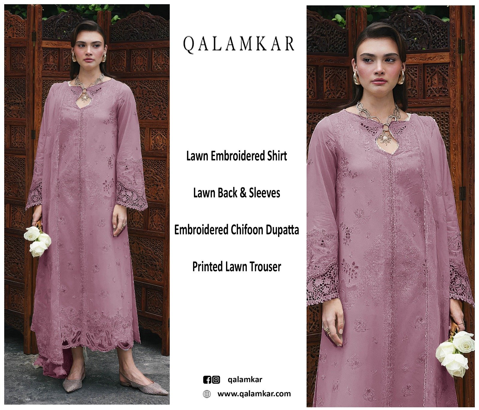 Mauve Bloom Unstitched Embroidered Replica Lawn Suit